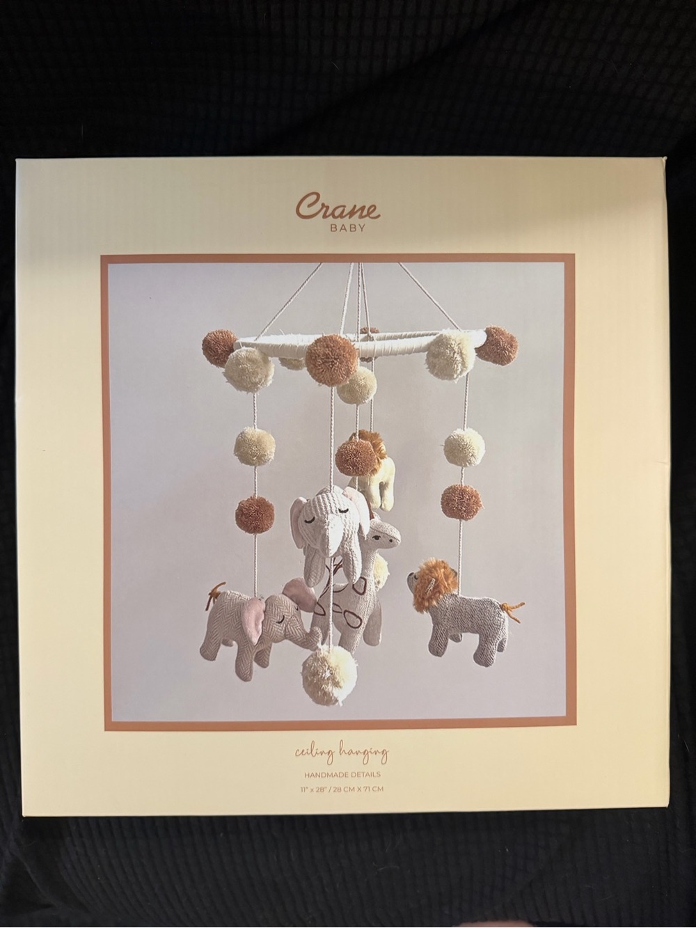 Crane Baby Neutral Animal Mobile Ceiling Hanging - Cream & Brown
